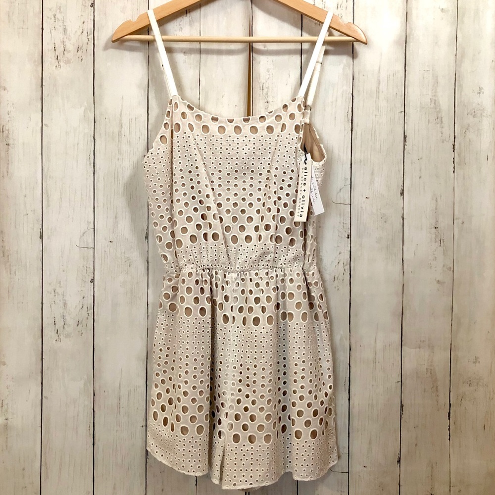ALICE + OLIVIA Cassia Sleeveless Eyelet Romper - Picture 3 of 7